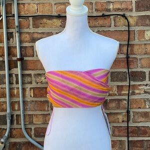 Free People Pink and Orange Striped Bandeau
